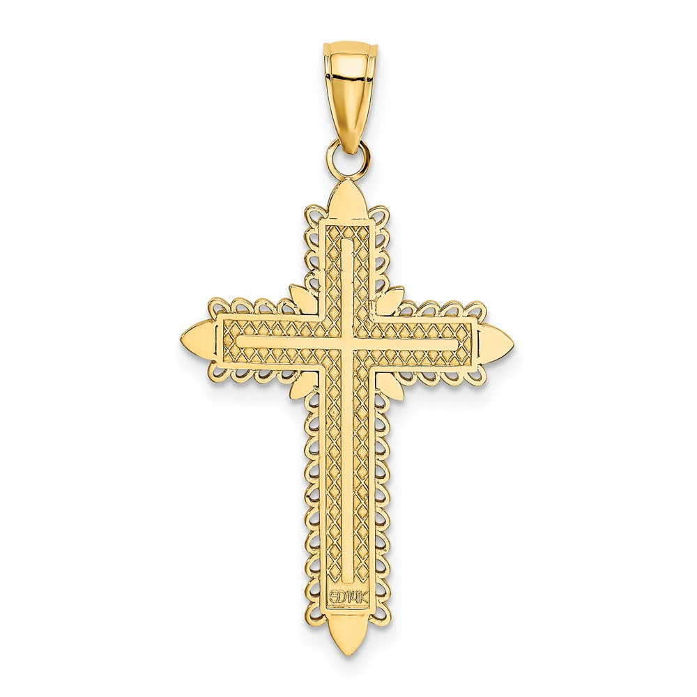 14K Gelbgold Kreuz-Charm mit Spitzenrand
