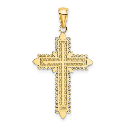 14K Gelbgold Kreuz-Charm mit Spitzenrand