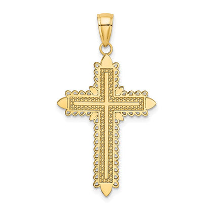 14K Gelbgold Kreuz-Charm mit Spitzenrand