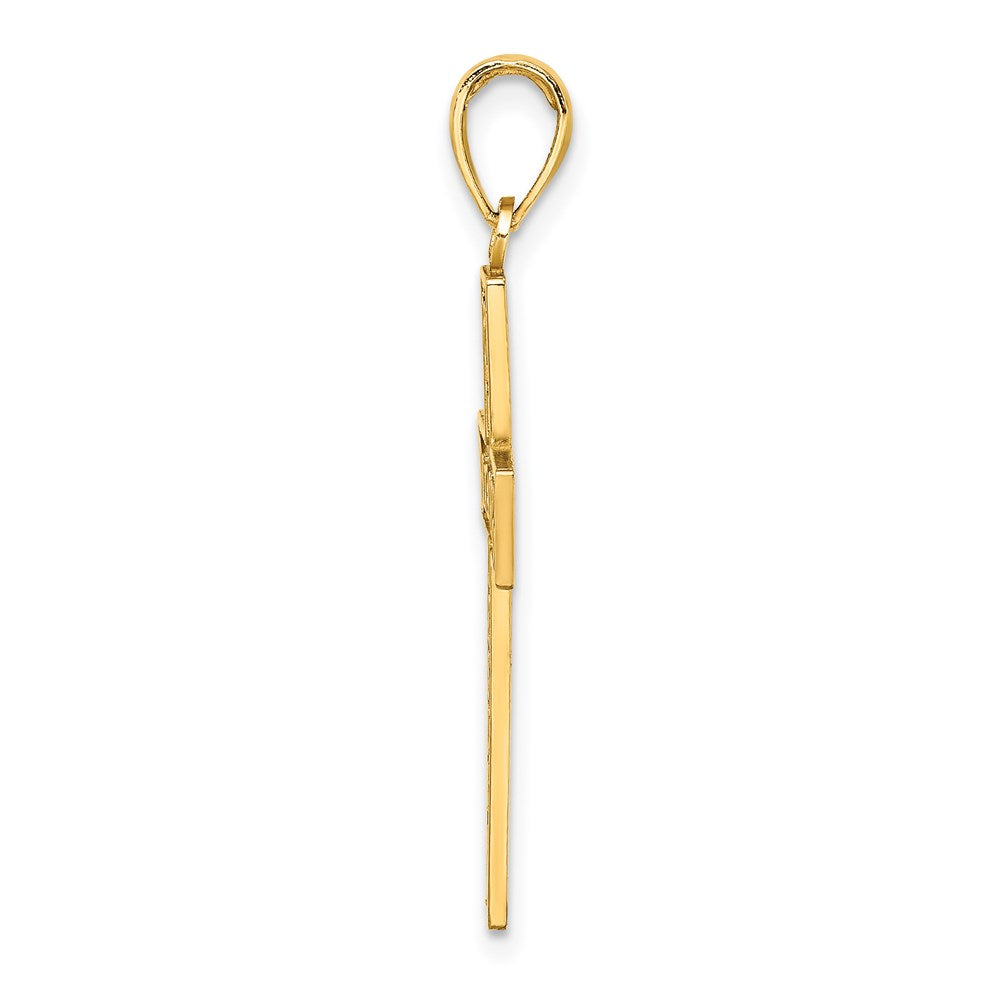 14K Gelbgold I Liebe Jesus Kreuz mit Herzen Charm