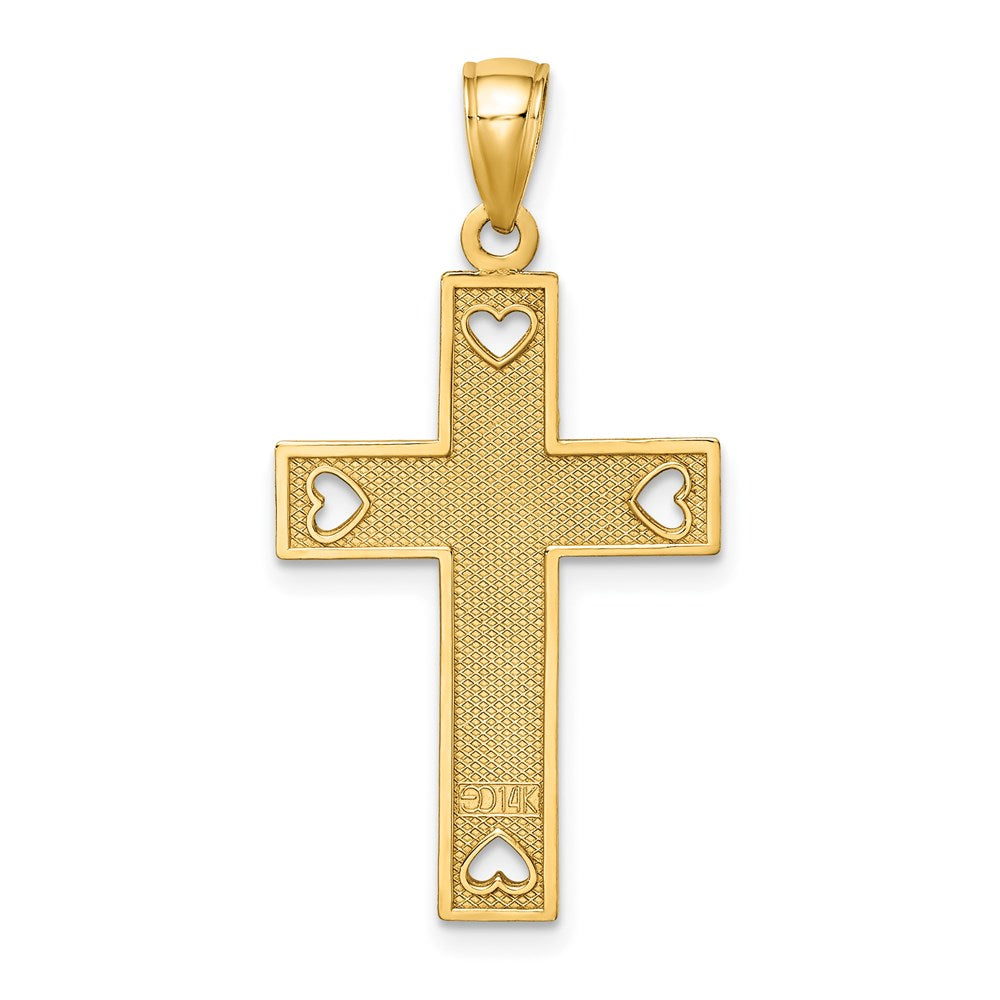 14K Gelbgold I Liebe Jesus Kreuz mit Herzen Charm