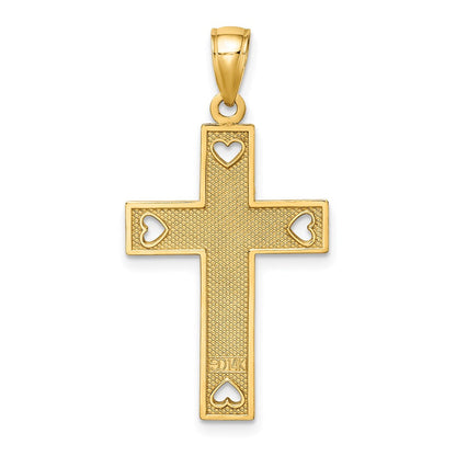 14K Gelbgold I Liebe Jesus Kreuz mit Herzen Charm