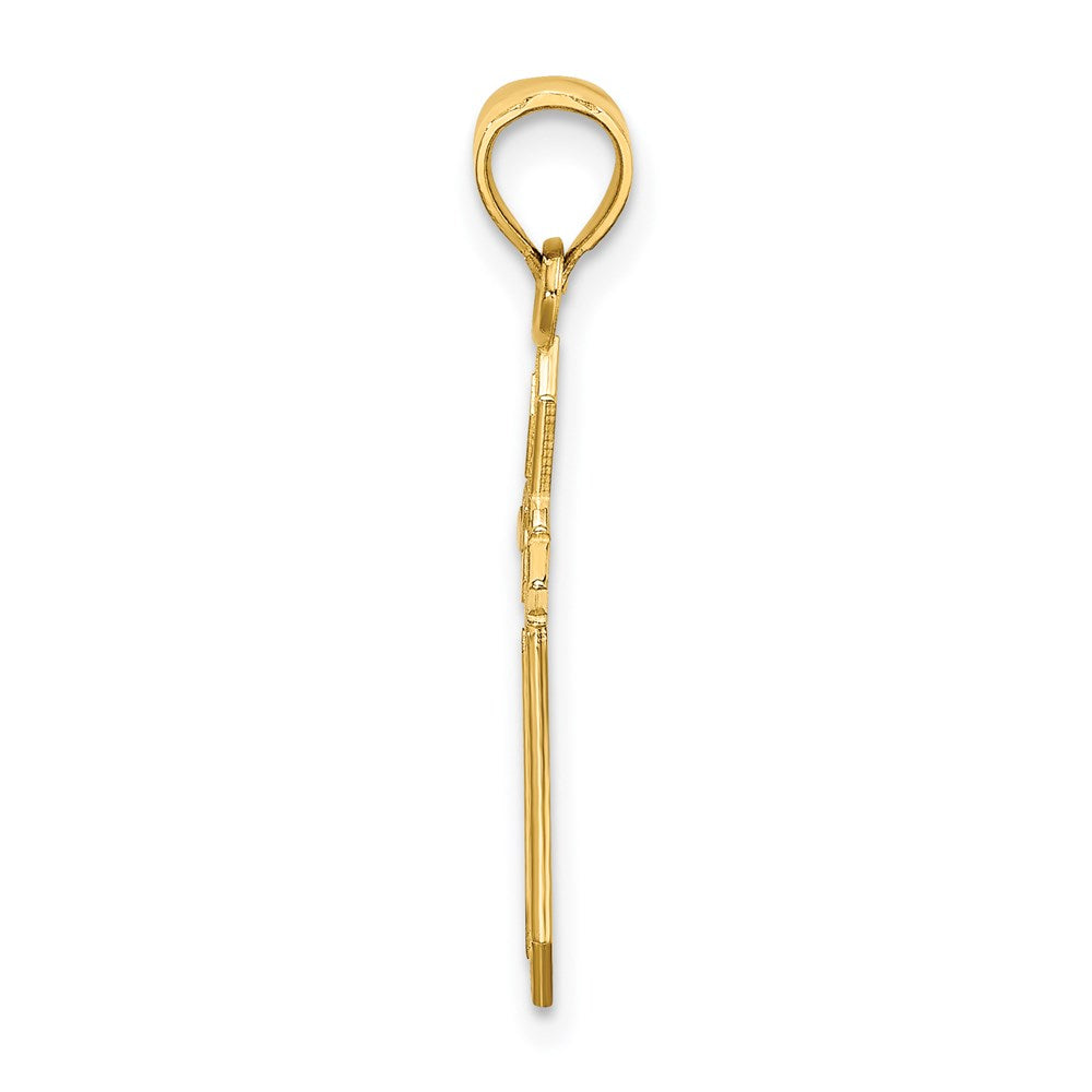 14K Gelbgold mit Graviert Edges Kreuz Charm