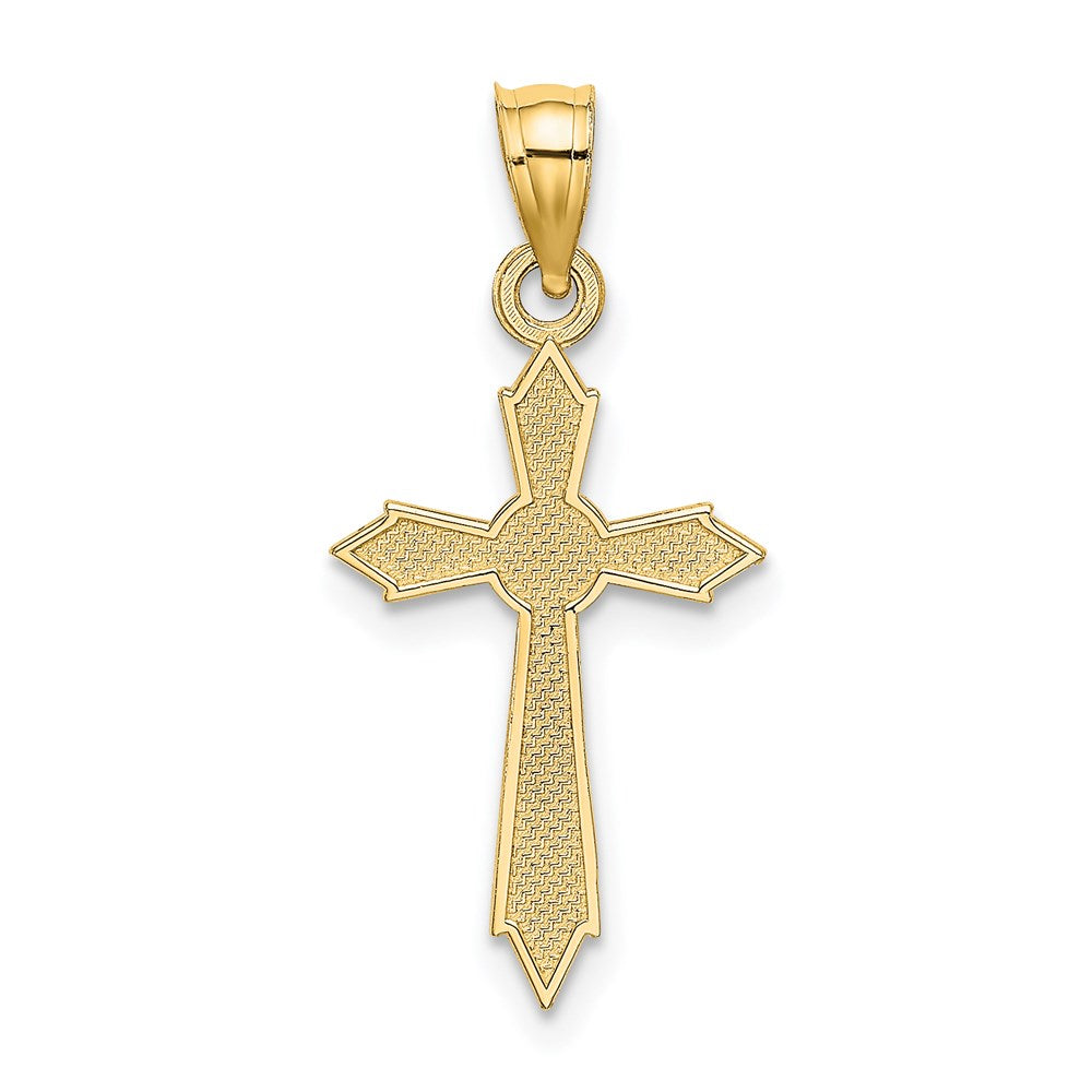 14K Gelbgold mit Graviert Edges Kreuz Charm