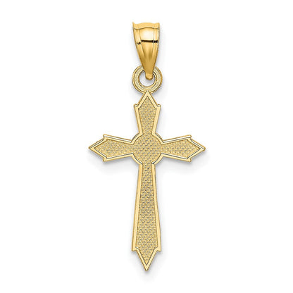 14K Gelbgold mit Graviert Edges Kreuz Charm
