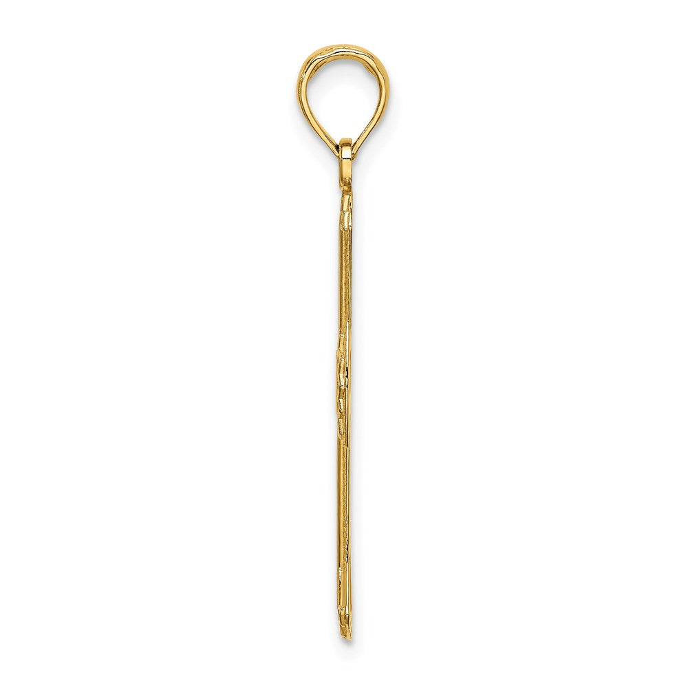 14K Gelbgold Strukturiert und Ausgeschnitten Kreuz Charm