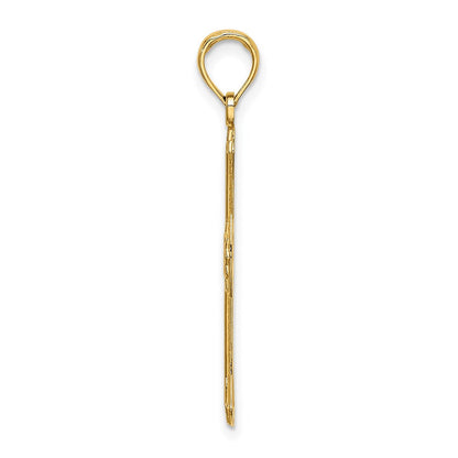 14K Gelbgold Strukturiert und Ausgeschnitten Kreuz Charm