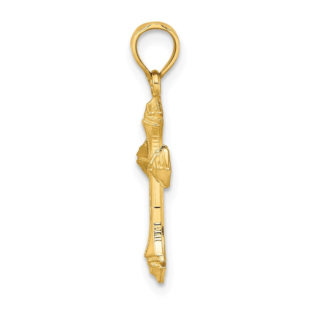 14K Gelbgold Strukturiert mit Pfeil Ends Kreuz Charm