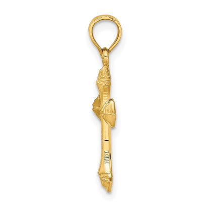 14K Gelbgold Strukturiert mit Pfeil Ends Kreuz Charm