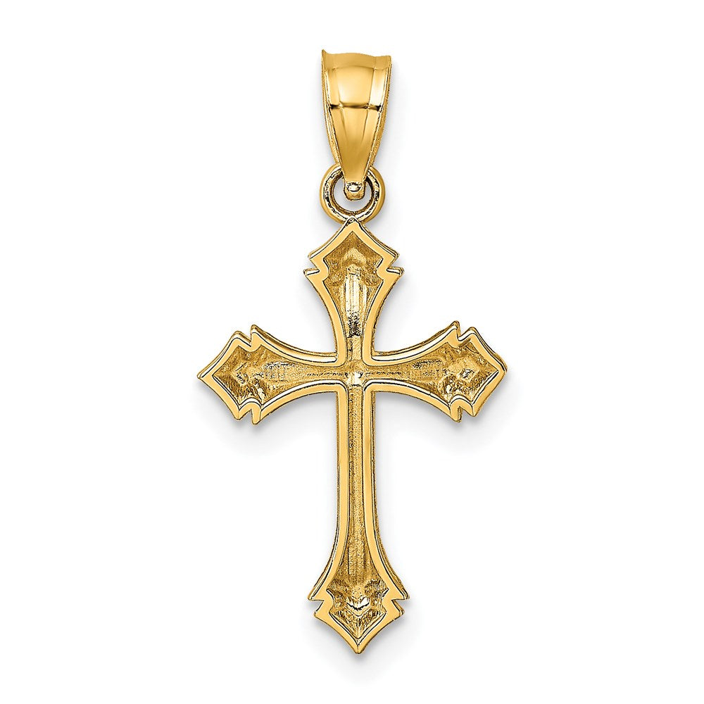 14K Gelbgold Strukturiert mit Pfeil Ends Kreuz Charm
