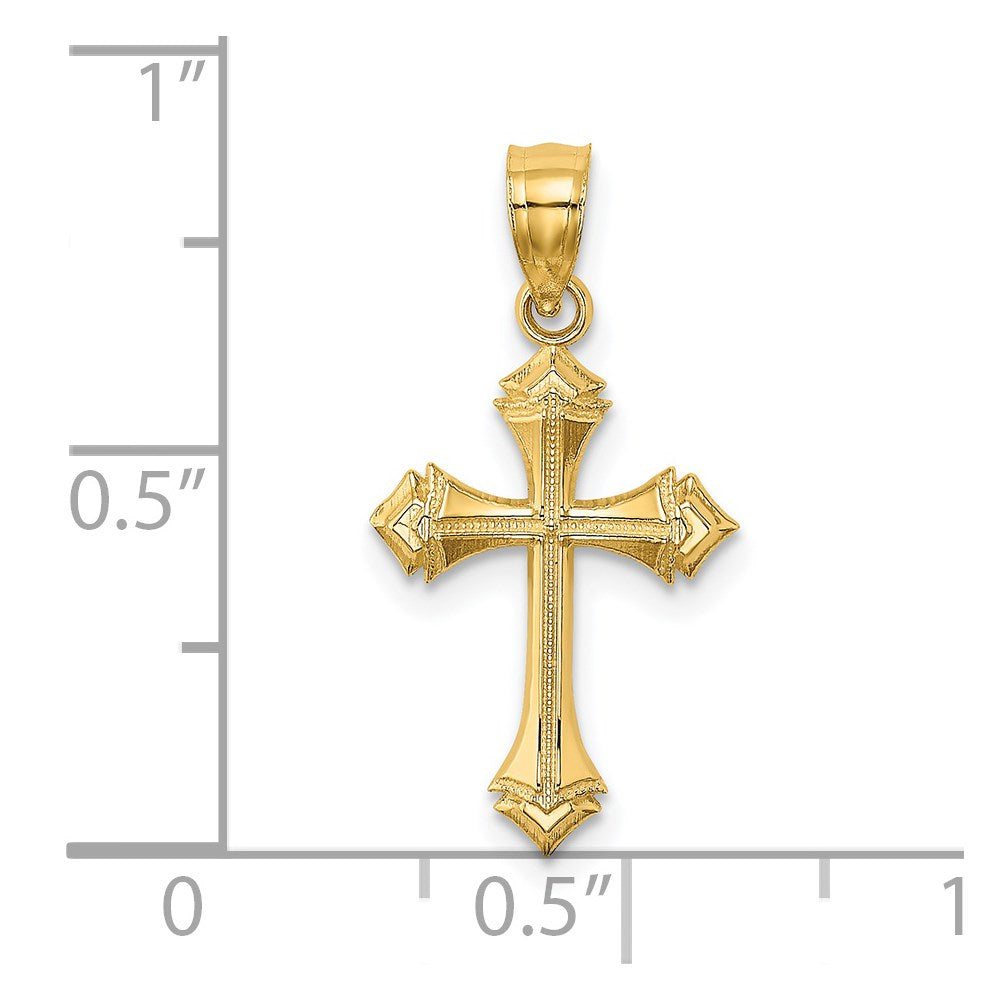 14K Gelbgold Strukturiert mit Pfeil Ends Kreuz Charm