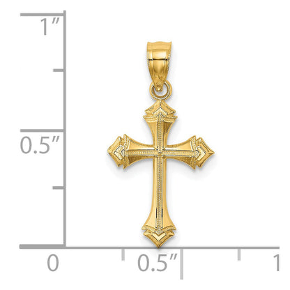 14K Gelbgold Strukturiert mit Pfeil Ends Kreuz Charm