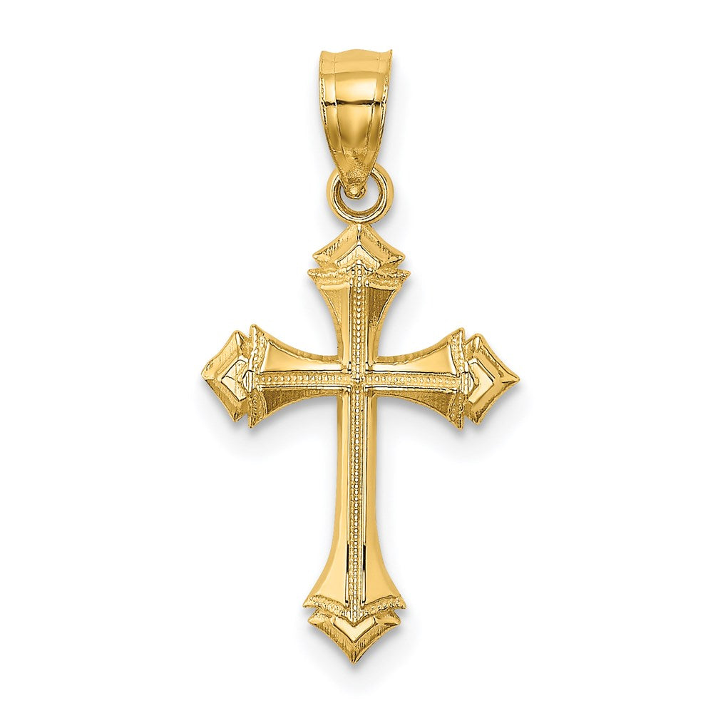 14K Gelbgold Strukturiert mit Pfeil Ends Kreuz Charm