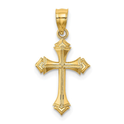 14K Gelbgold Strukturiert mit Pfeil Ends Kreuz Charm