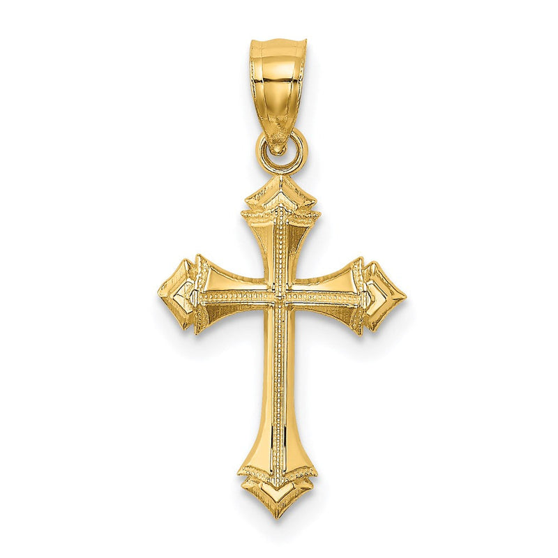14K Gelbgold Strukturiert mit Pfeil Ends Kreuz Charm