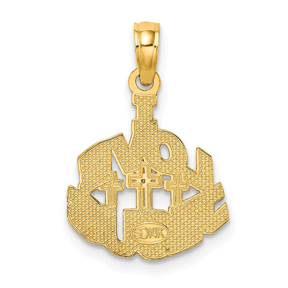 14K Gelbgold I Liebe Jesus Kreuz Charm