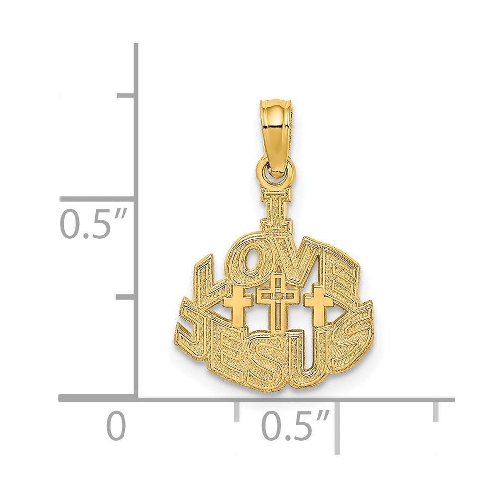 14K Gelbgold I Liebe Jesus Kreuz Charm