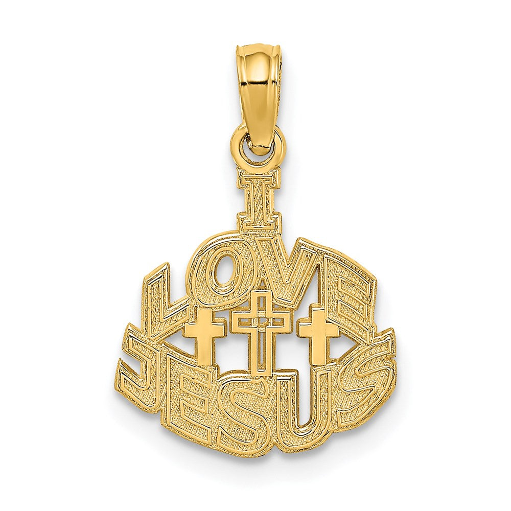 14K Gelbgold I Liebe Jesus Kreuz Charm