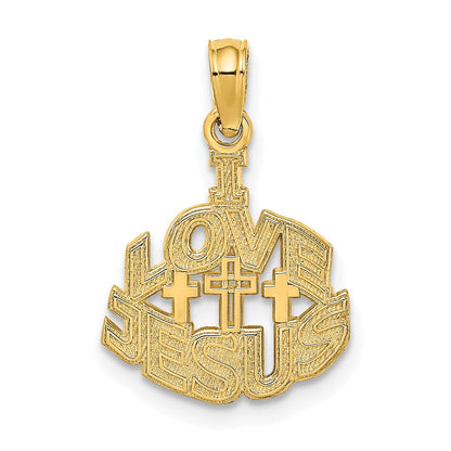 14K Gelbgold I Liebe Jesus Kreuz Charm