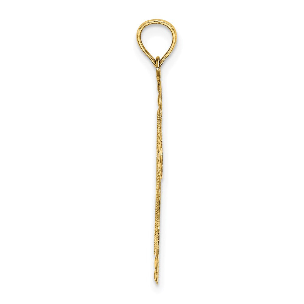 14K Gelbgold Diamantiert mit Pfeil Kreuz Charm
