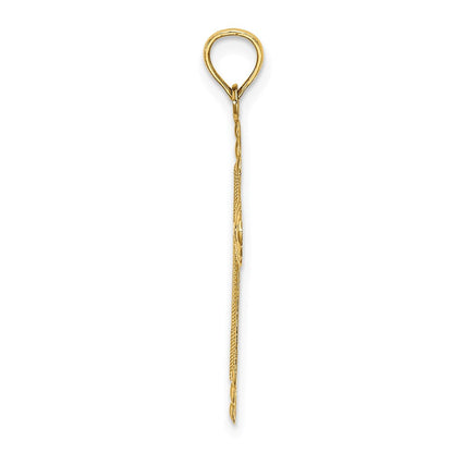 14K Gelbgold Diamantiert mit Pfeil Kreuz Charm