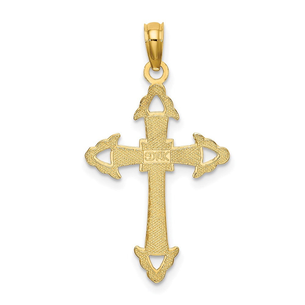 14K Gelbgold Diamantiert mit Pfeil Kreuz Charm