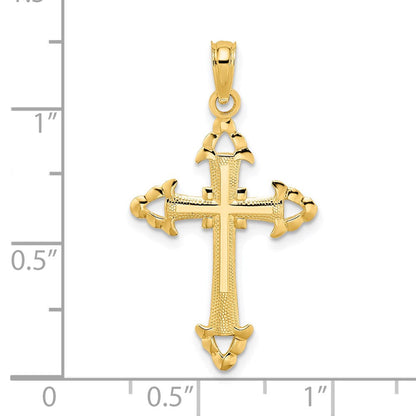 14K Gelbgold Diamantiert mit Pfeil Kreuz Charm