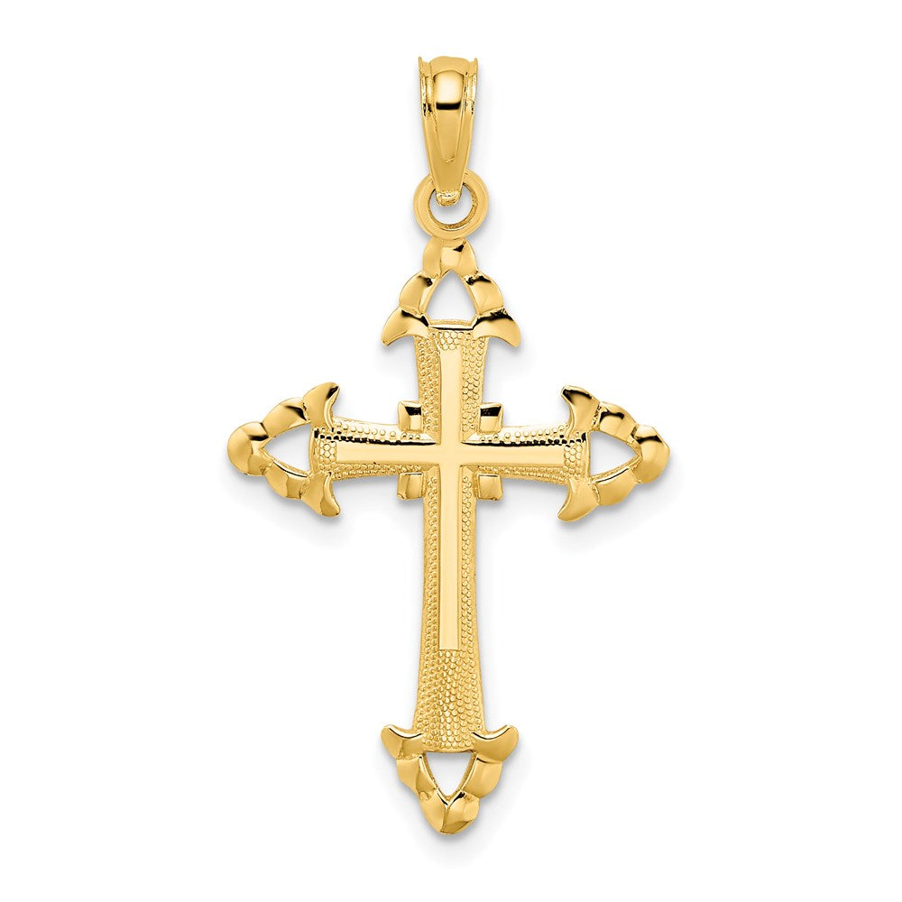 14K Gelbgold Diamantiert mit Pfeil Kreuz Charm