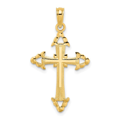 14K Gelbgold Diamantiert mit Pfeil Kreuz Charm