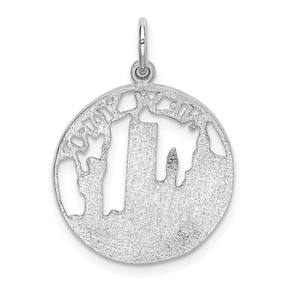 14K Weißgold massiver polierter NEW YORK Skyline-Charm