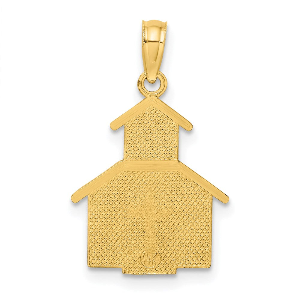 14K Gelbgold Church mit Kreuz auf Door Charm