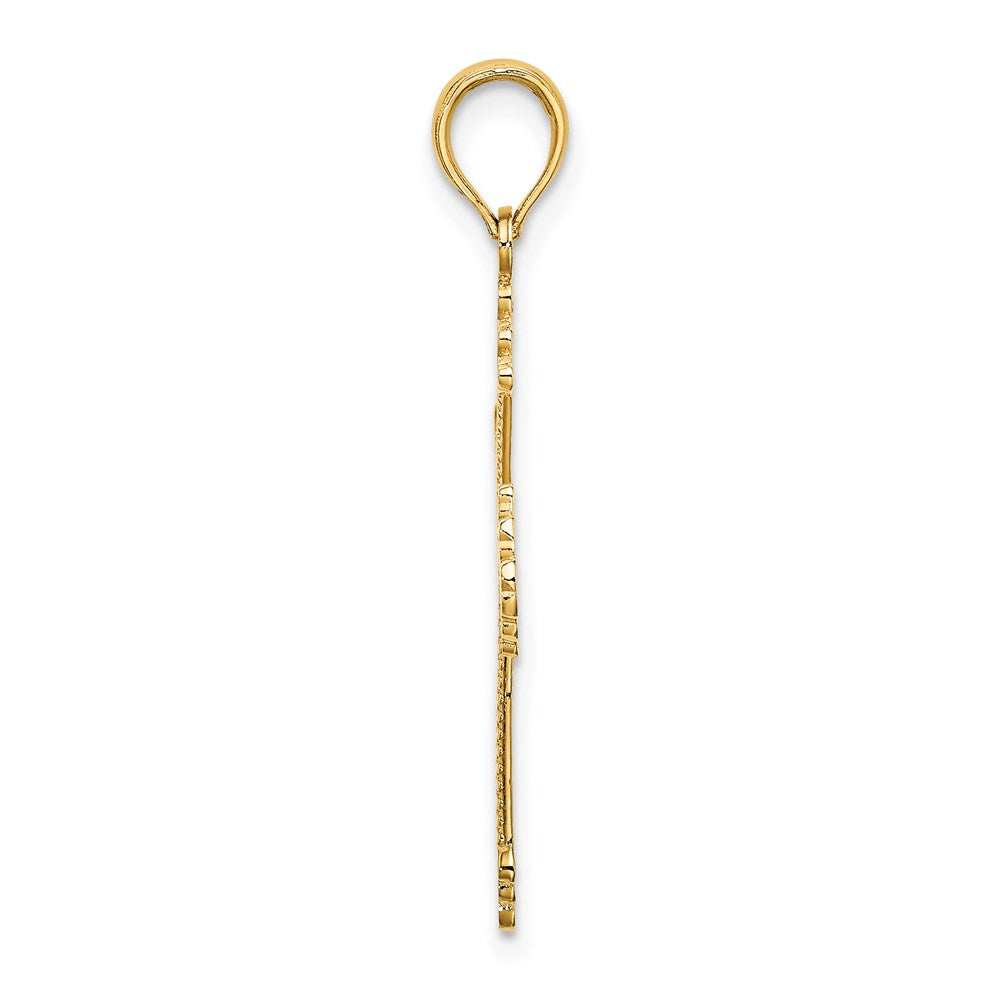 14K Gelbgold Kreuz mit Herz Mittig Charm