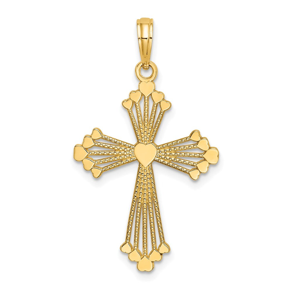 14K Gelbgold Kreuz mit Herz Mittig Charm