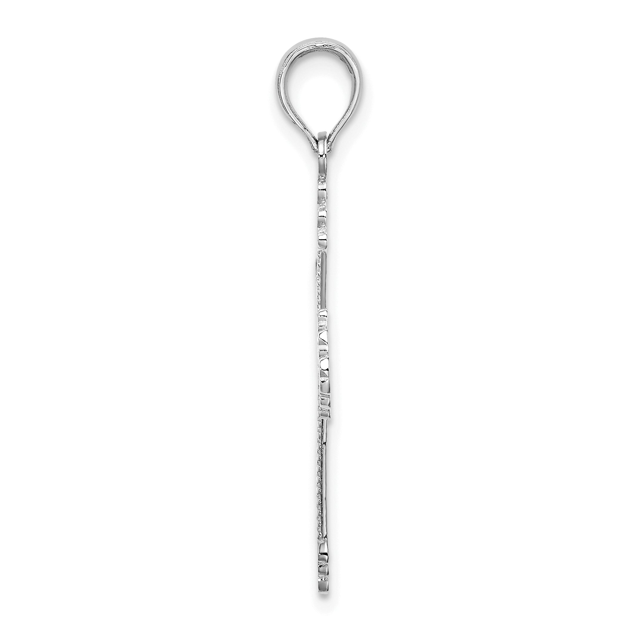 14K Weißgold Kreuz mit Herz Mittig Charm