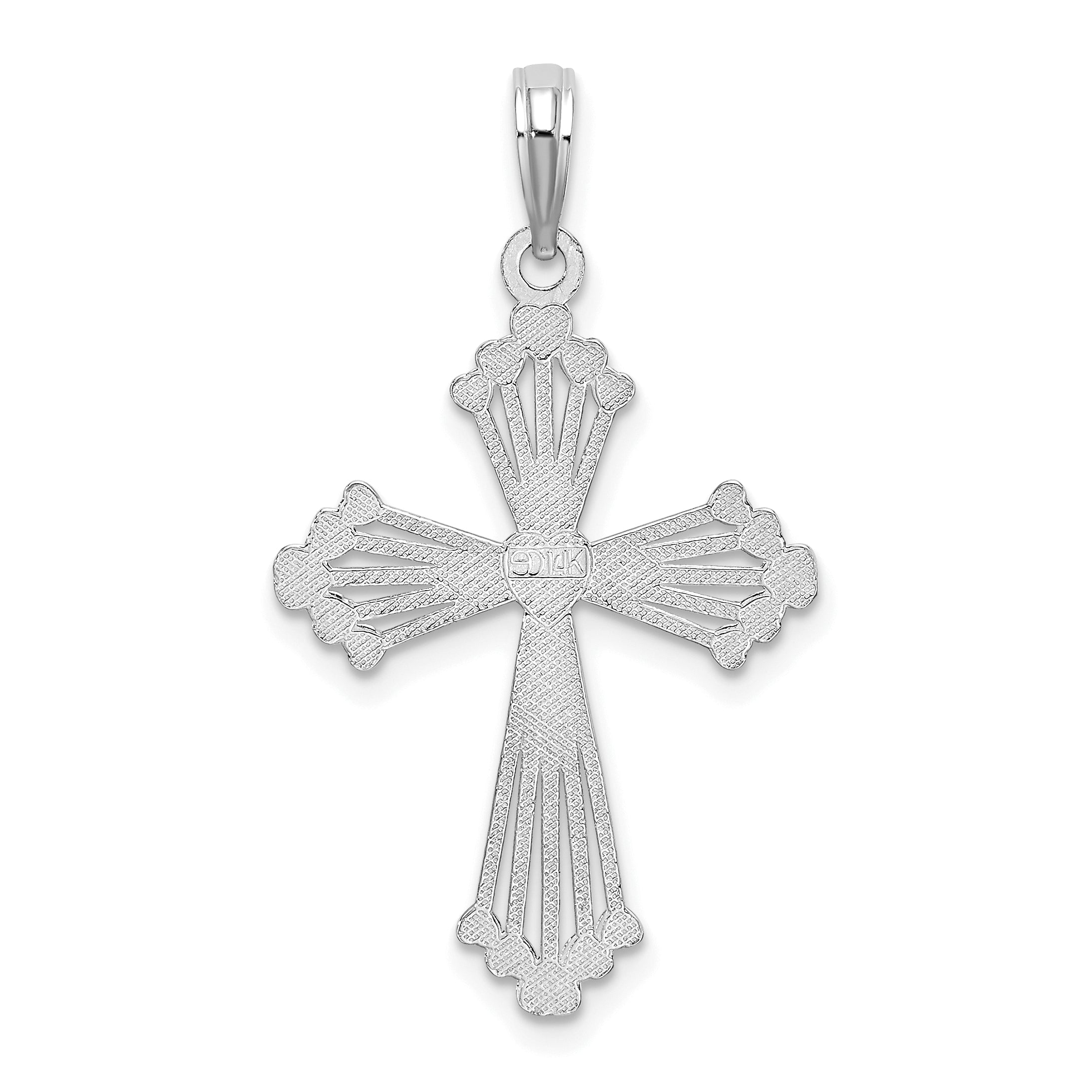 14K Weißgold Kreuz mit Herz Mittig Charm