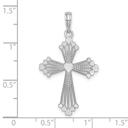 14K Weißgold Kreuz mit Herz Mittig Charm