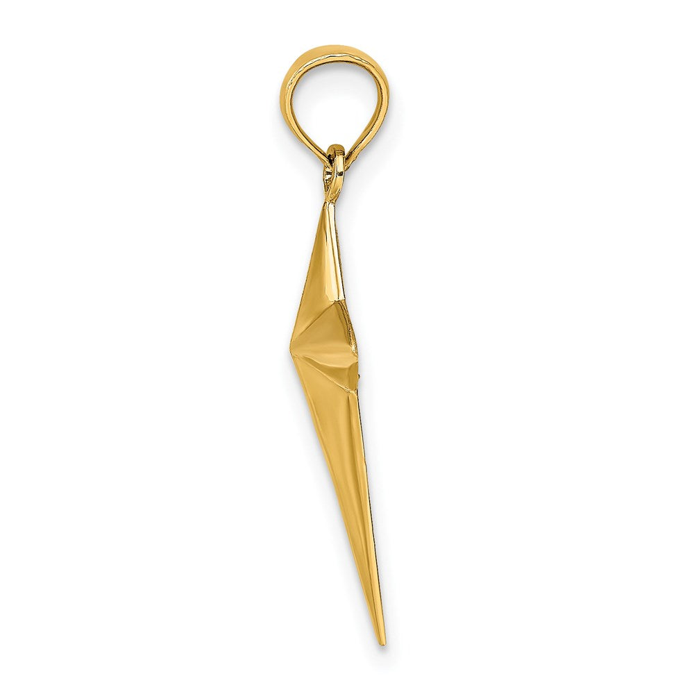 14K Gelbgold 2-d Poliert Dreieck Tipped Kreuz Charm