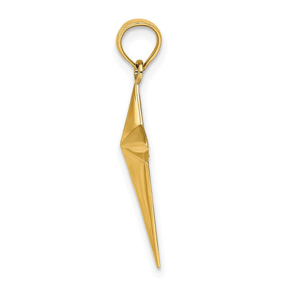 14K Gelbgold 2-d Poliert Dreieck Tipped Kreuz Charm