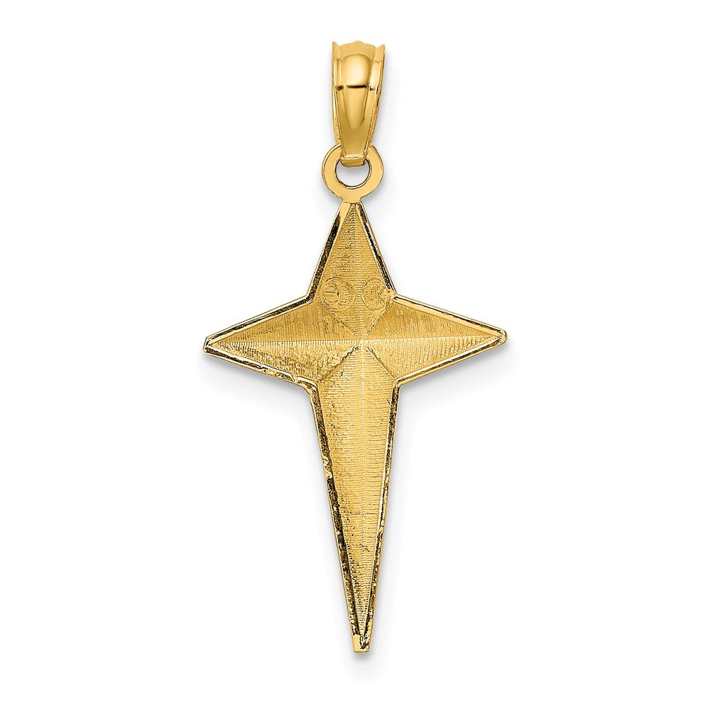 14K Gelbgold 2-d Poliert Dreieck Tipped Kreuz Charm