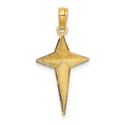 14K Gelbgold 2-d Poliert Dreieck Tipped Kreuz Charm