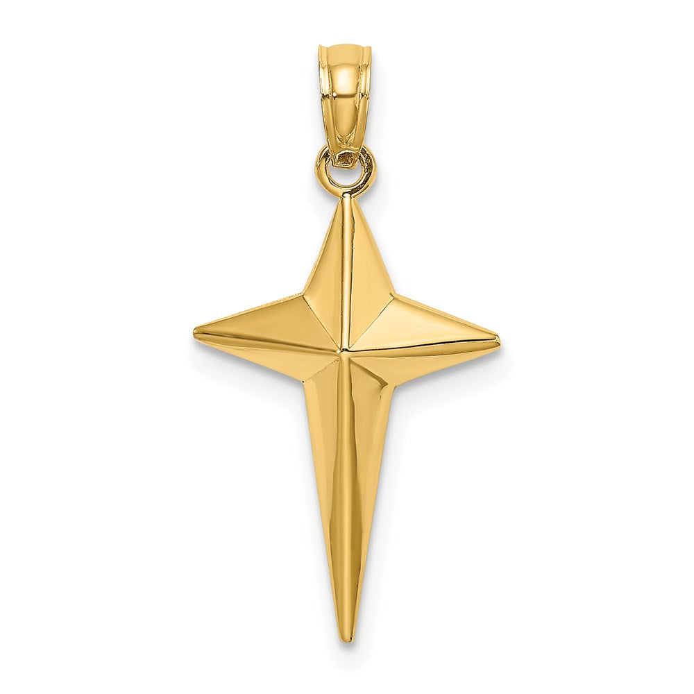 14K Gelbgold 2-d Poliert Dreieck Tipped Kreuz Charm