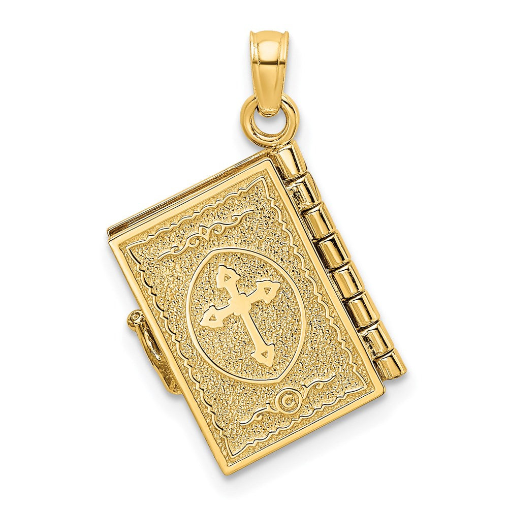 14K Gelbgold 3-d mit Beweglich Pages Gebet Of Jabez Book Charm