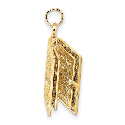 14K Gelbgold 3-d mit Beweglich Pages Gebet Of Jabez Book Charm