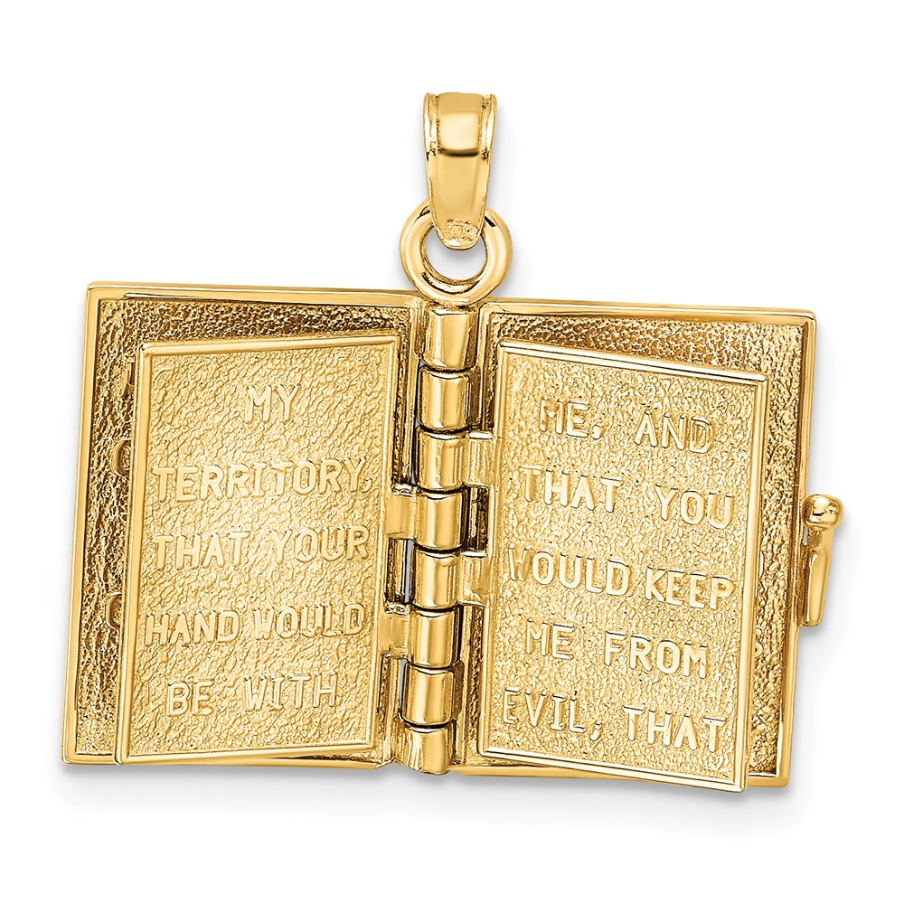 14K Gelbgold 3-d mit Beweglich Pages Gebet Of Jabez Book Charm
