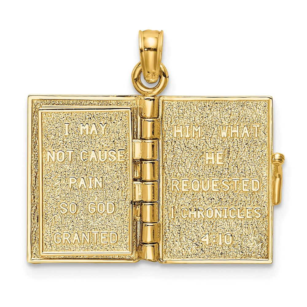 14K Gelbgold 3-d mit Beweglich Pages Gebet Of Jabez Book Charm