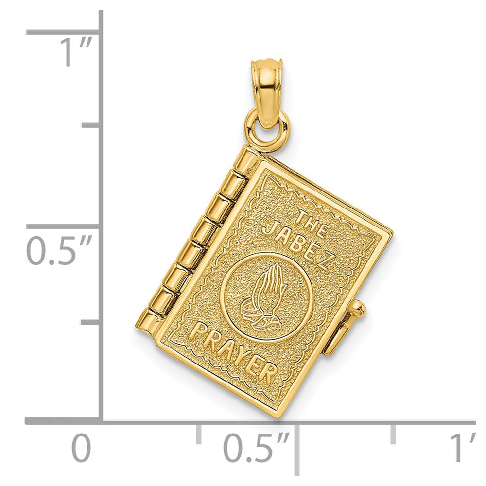 14K Gelbgold 3-d mit Beweglich Pages Gebet Of Jabez Book Charm