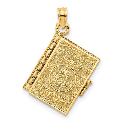 14K Gelbgold 3-d mit Beweglich Pages Gebet Of Jabez Book Charm