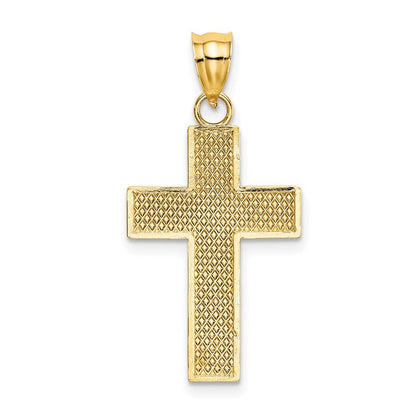 14K Gelbgold Diamant-Cut-Block-Kreuz-Charm** Falls "D/C" für "Diamant Cut" (also die geschliffene Oberflächenveredelung) steht, lautet die vollständige natürliche Übersetzung: **14K Gelbgold Kreuz-Charm mit Diamantschliff-Blockdesign