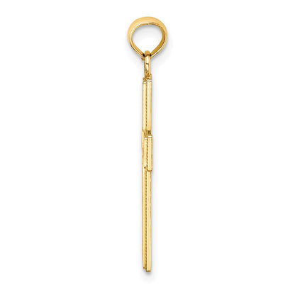 14K Gelbgold Filigran Gekugelt Outline Kreuz Charm