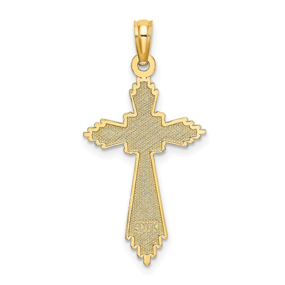 14K Gelbgold mit Pointed Ends Fantasie Kreuz Charm